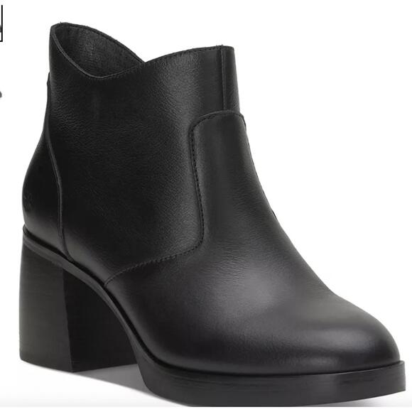 Lucky Brand size 9 M Black Leather 3"‎ heel Zip up Ankle Booties Quinlee women's - Picture 1 of 13